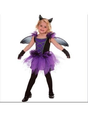 🎃 3T / 4T • Bat Fairy Purple and Black Halloween Costume - 5 Piece Set